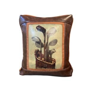 Sweetwater Trading LEATHER PILLOW Favorite Golf Man/women Cave Cabin Decor Brown